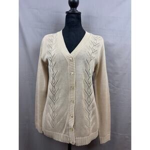Sidney Gould Vintage Granny Long Sleeve Crochet Knit Button Cardigan Sweater